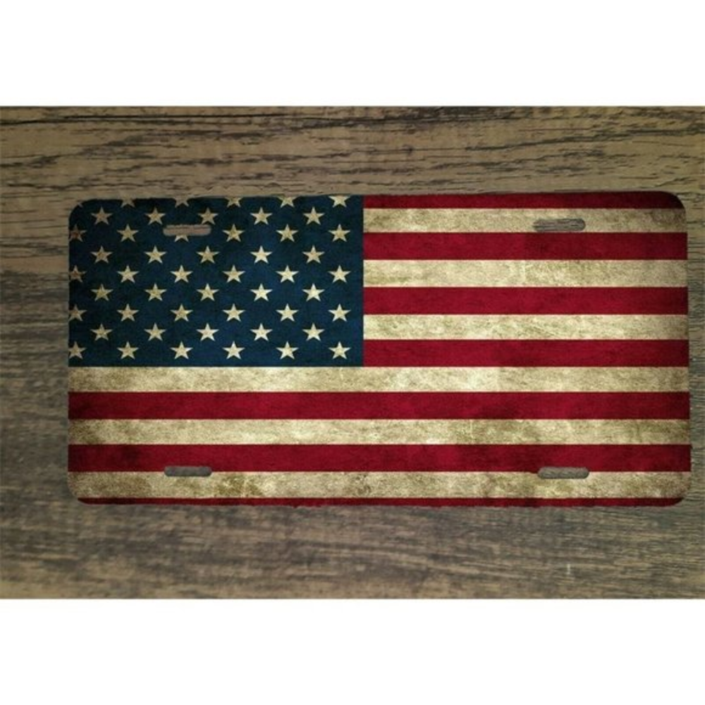 Rustic American Flag 6x12 Custom Mountable License Plate Frame